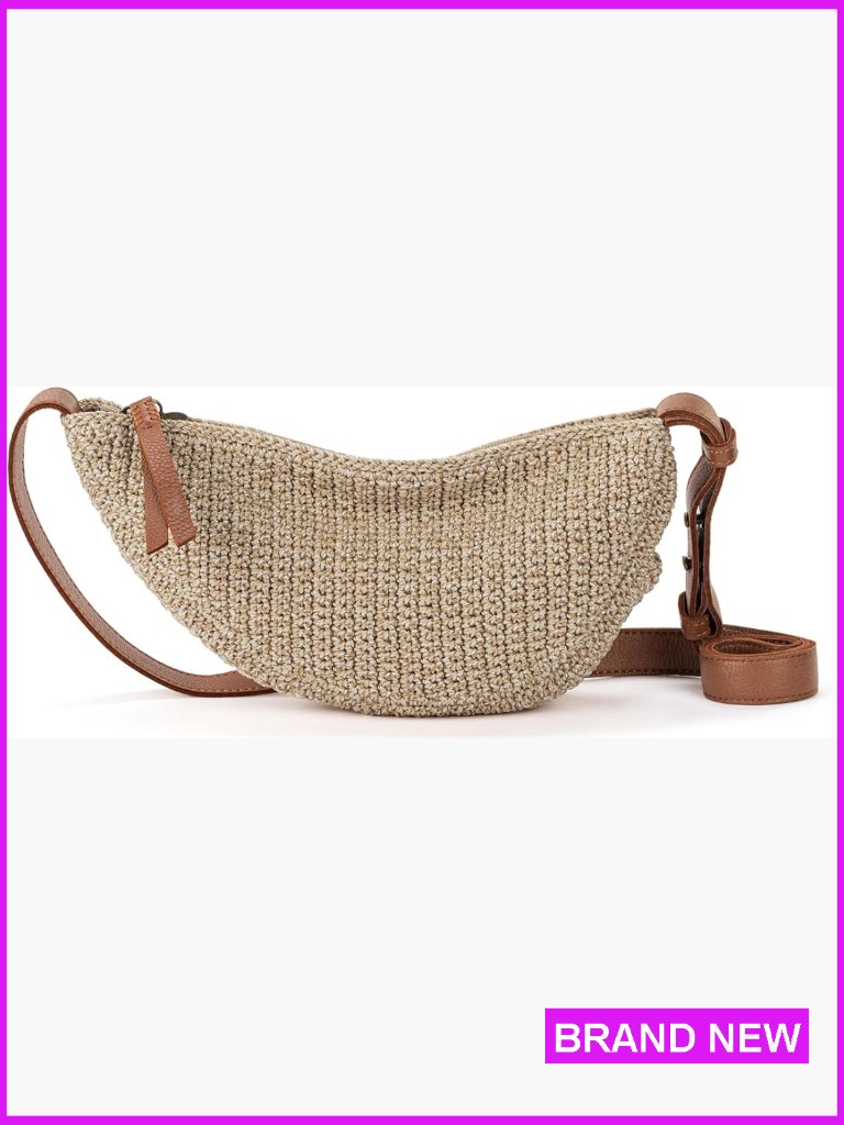 Hand Crocheted Crossbody Sling Bag With Adjustable Strap Eco Friendly